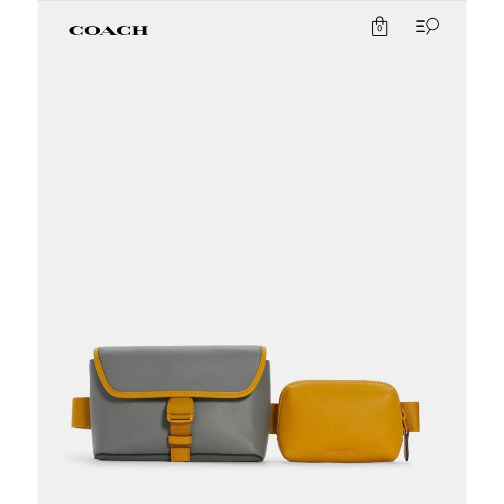 Coach waist crossbody bag leather Yellow/Grey C5603